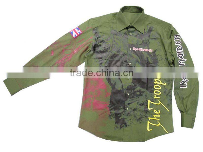 man flocking print shirt