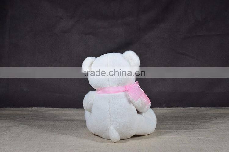 Custom good quality Valentine's day bear plush white teddy bear with red heart toy