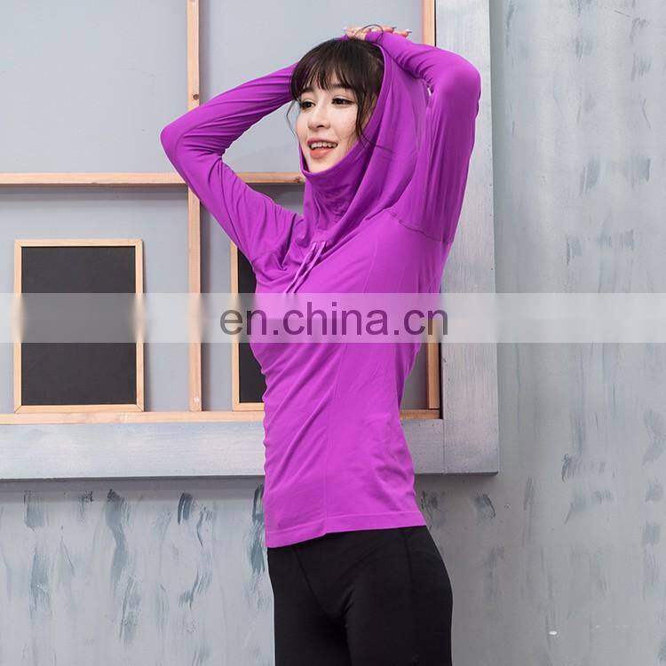 Breathable Dry Quick Hooded Yoga Shirts For Women Long Sleeve Professional Sports Running Tess Gym Fitness Workout Training Tops