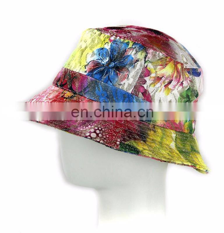 Factory New Fashion Women Girl Flower Floral Bucket hat Bling glitter Boonie cap Pastel drawing Soft material