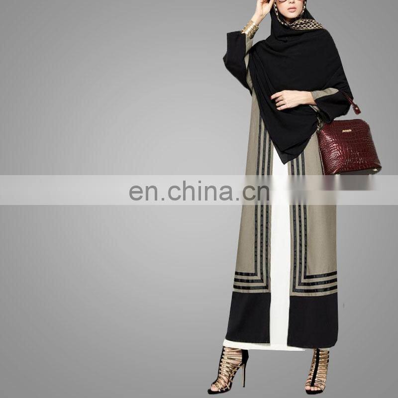 2017 Latest Casual Dubai Arab Women Design Muslim Open Front Overcoat Islamic Clothing Cardigan Latest Printing Kimono