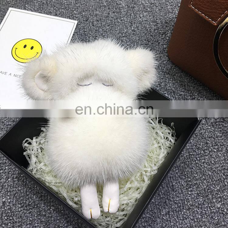 2016 Luxury Fur Accessory Korea Soft Nice Genuine Mink Fur Sheep Keyring