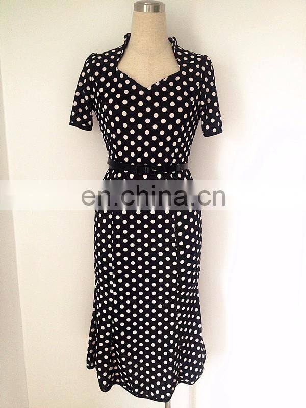 Vintage Polka dot mermaid tail dress cocktail dress for part sweetheart neckline design
