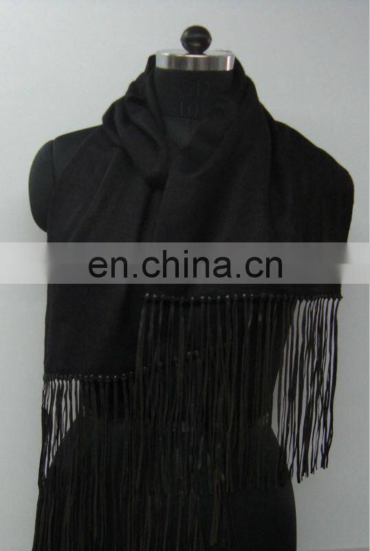 Silk Pashmina Scarf with sued trims