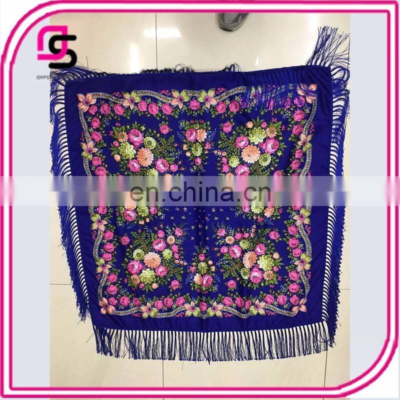 New design hot sale custom printed women long scarf with tassels