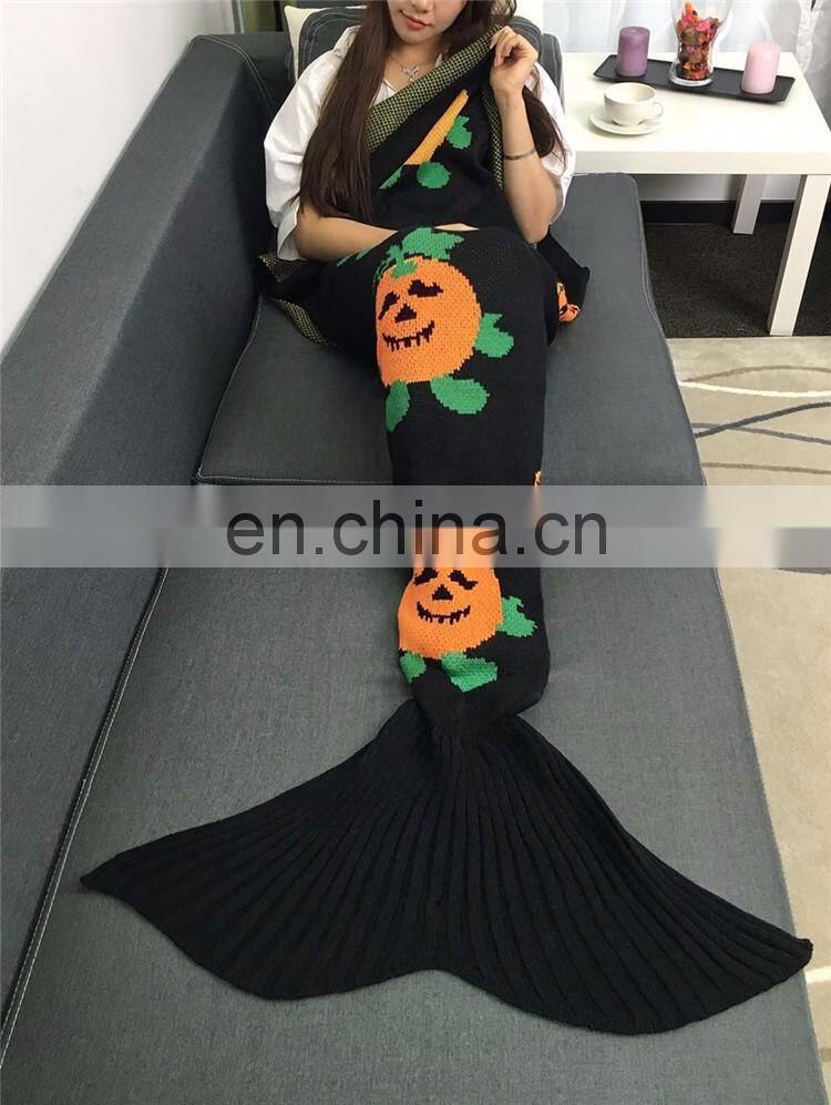 Funny Pattern Mermaid Tail Blanket Crocheted Knitting Wool For Adult Kid Sofa Bed Sleeping Bag
