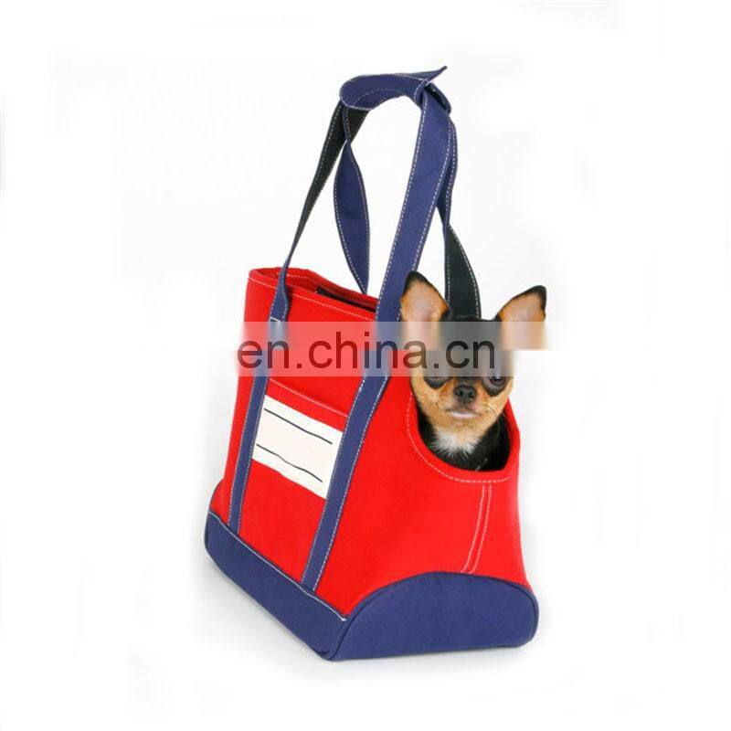 Fashion Design Side Open Bag Dog Pet Carrier for cat with canvas denim