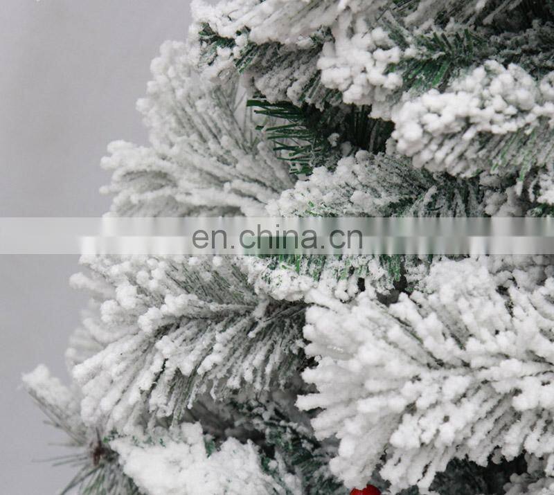 Snow Flocked White Christmas Tree with Red Pinecone xmas Tree Fake Christmas Tree