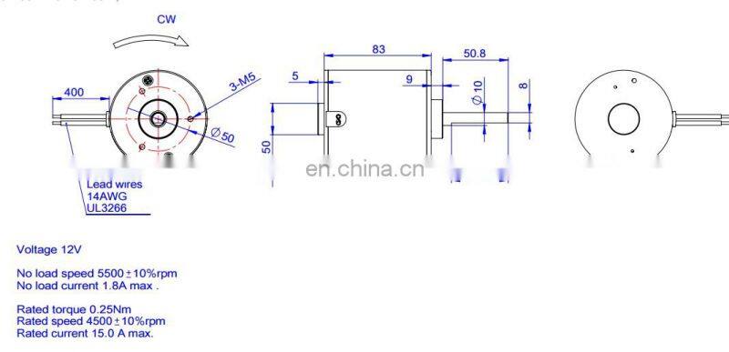 Dc Motor 12v for Tennis Ball Launch Machines No Load 5500rpm Option for Volley Ball / Football Pitching Machine