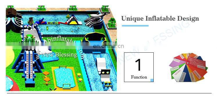 2018 factory pvc tarpaulin new inflatable water park on land prices for adults with pool& slide