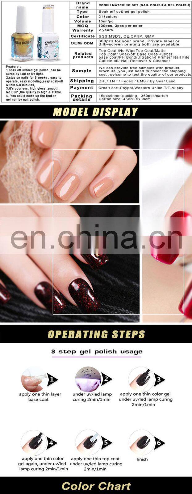 RONIKI Perfect Color Match 3-in-1 Set for Finger Nails and Toes, Dip Powder UV Gel