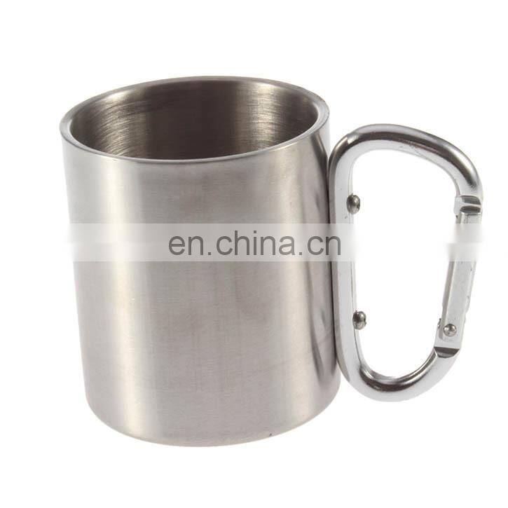 Stainless Steel Coffee Mug Wholesale Gift Cup Carabiner Hook Double Wall Travel Mug