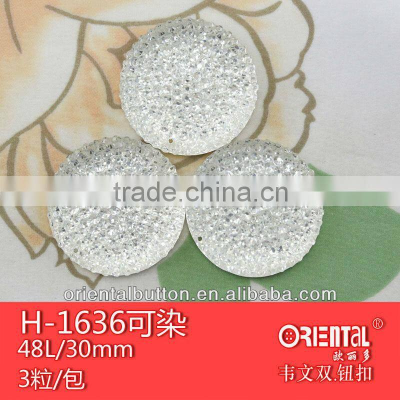 the newest design polyester flat back decorative dyeable button
