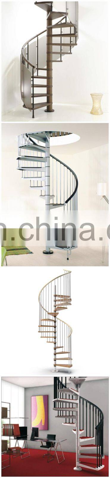 China Gold Supplier Modern Handrail Designs Stainless Steel Spiral Stairs Interior Staircase With Tread