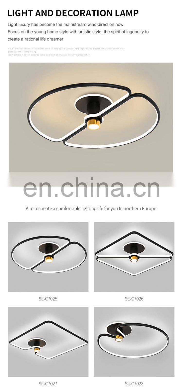 Unique Style Fashion Decoration Home Cafe Shop Aluminum Black Modern LED Indoor Ceiling Lamp