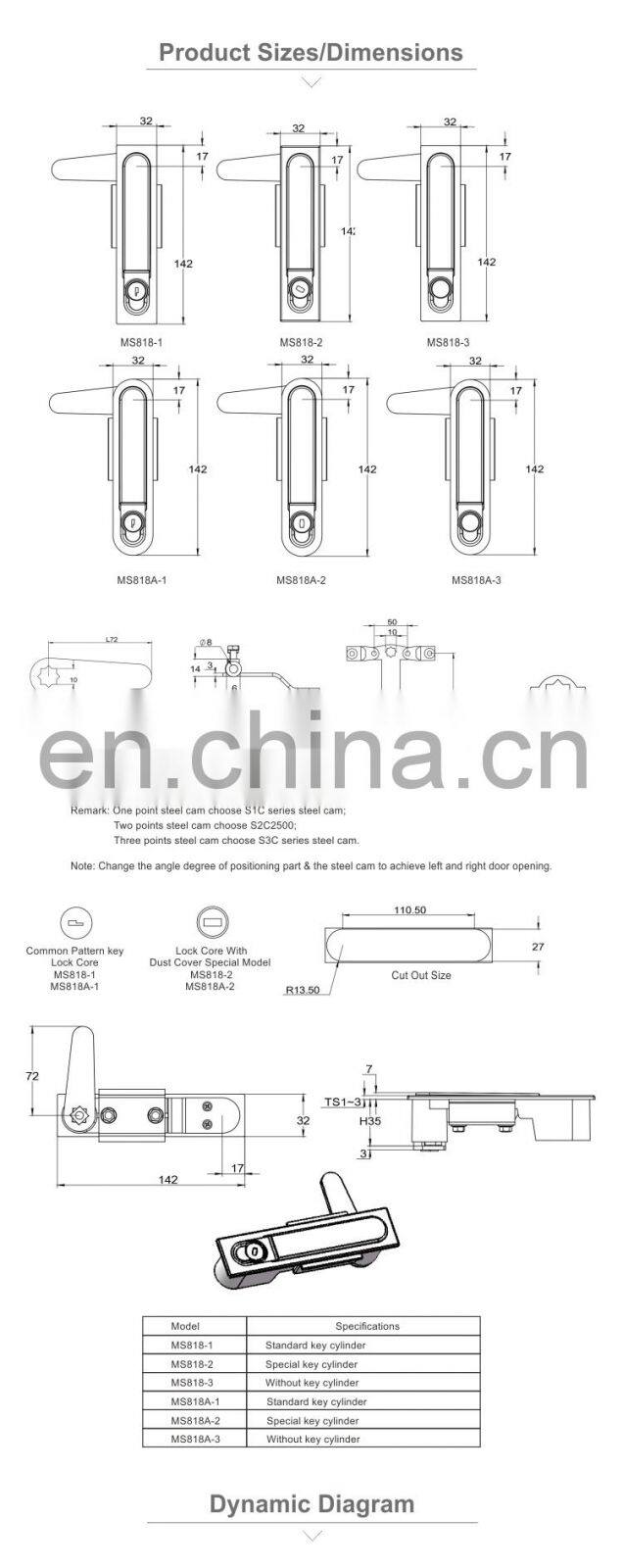 MS818 Powder Coated Zinc Alloy Cabinet Plane Lock