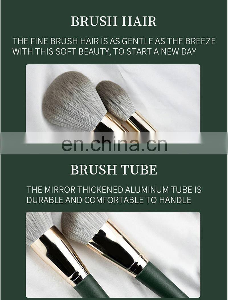 High Quality Green Makeup Brushes Custom Logo 14pcs  Make Up Brush Set Cosmetic kit