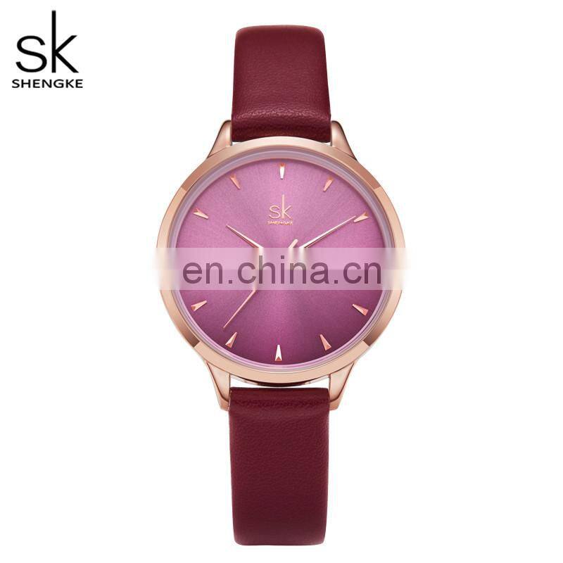 SHENGKE New Fashion Simple Style Temperature Change Color Women Watch Sunray Color Change Men Women Quartz Wristwatches