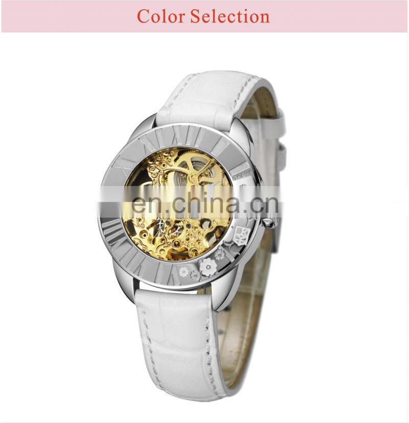 Designer Popular Brands Watches Lady Leather Bands White Wristwatches Women Skeleton Watch Luxury