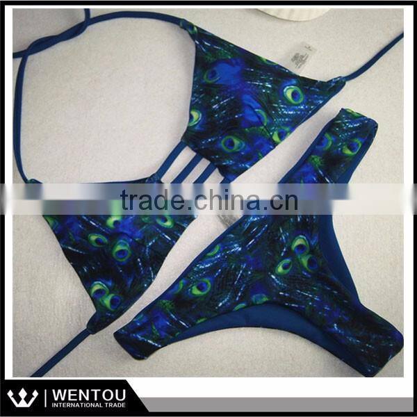 Bikni 2016 New Fashion Women Sexy Reversible Push Up Swimwear Print Bathing Suit Bra Swimsuit