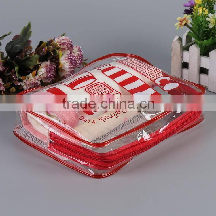 Reboinc-X7 Printed Clear pvc cosmetic bag for travel set Piping pvc vinyl cosmetic bag travel kit