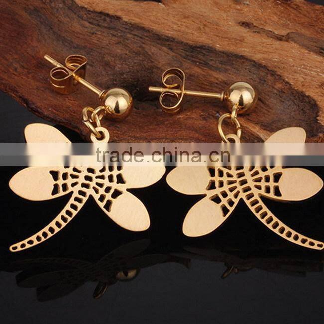 Stainless steel dragonfly young girl earring jewelry set