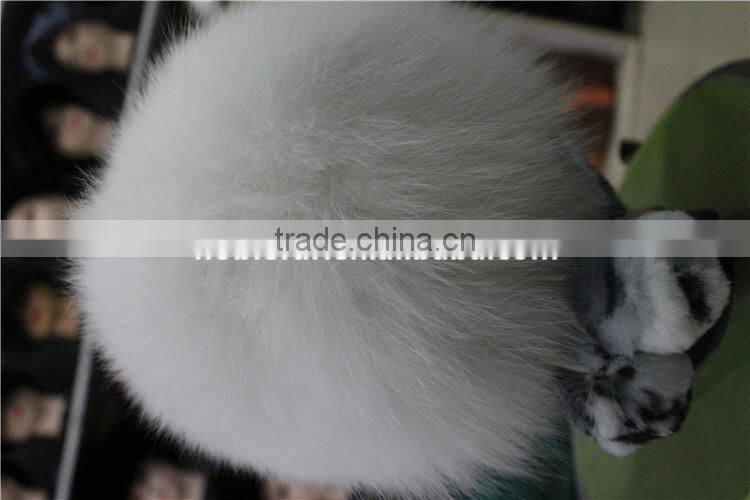 Skullies And Beanies Women Real Rex Rabbit Fur Hat With Silver Fox Fur Pompom
