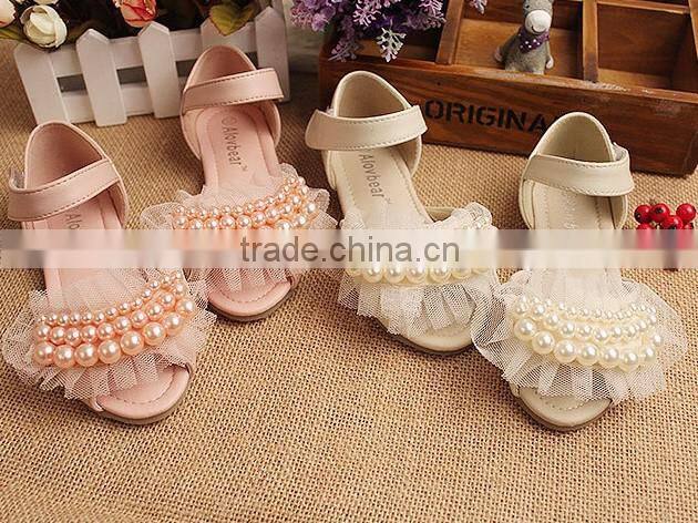 2014 Flower Pearl Girls Sandals Kids Sandals