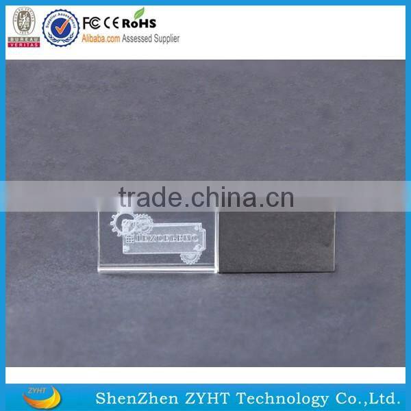 1gb factory price engraved logo crystal usb flash drive