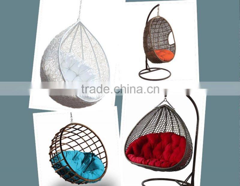 Hanging egg chair for outdoor or indoor rattan hanging swing chair with stand