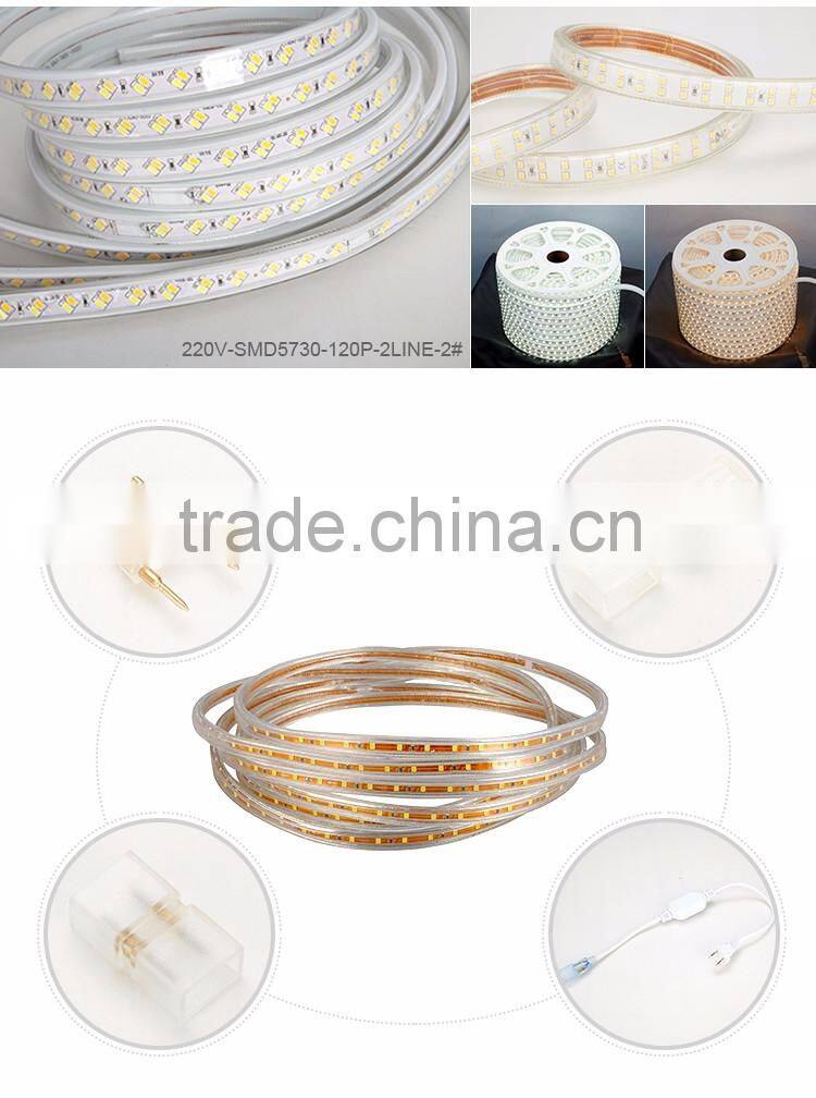 Newest technology double sided 120 leds/m 5050 rgb led strip 220v led strip