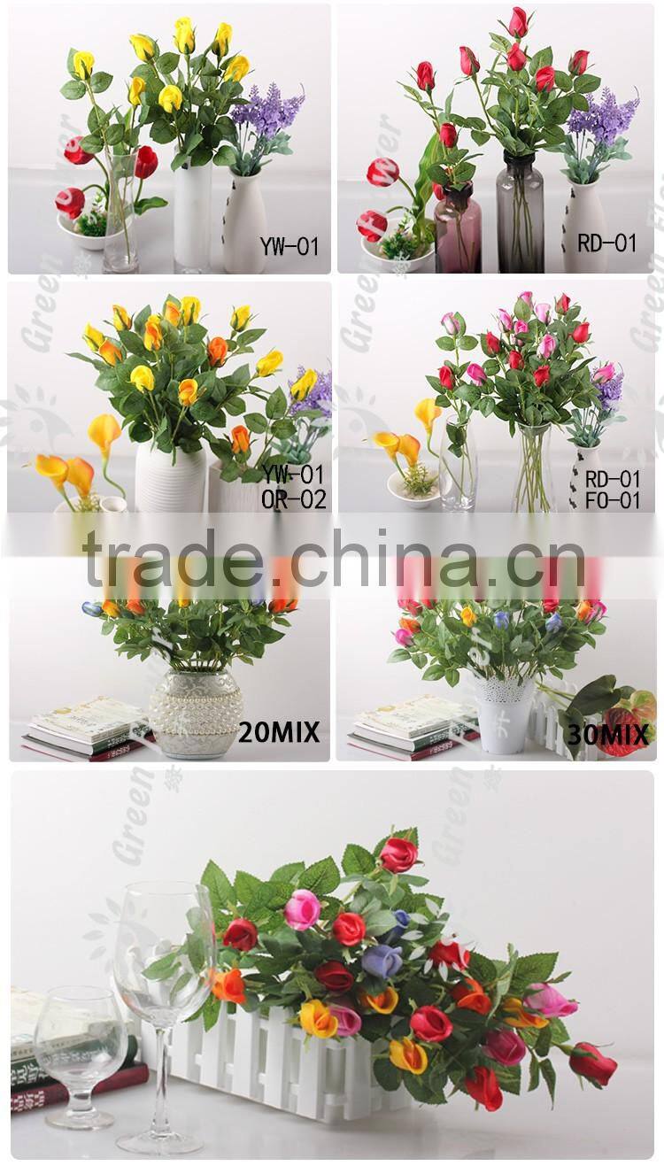 Greenflower 2016 Wholesale Real Touch Latex PU China Artificial Flowers Rose Bud for wedding decoration