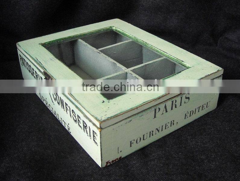 Shabby chic wooden sundries storage box with 5 grids