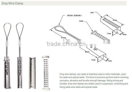 messengered coax cable drop wire clamp