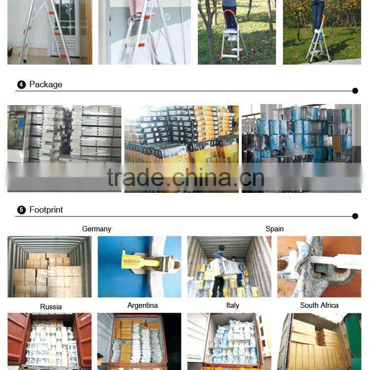 EN131-approved red color steel ladder with handrail