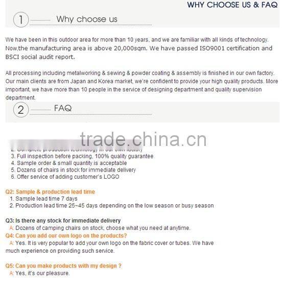 folding beach picnic fabric patio chair for Japan