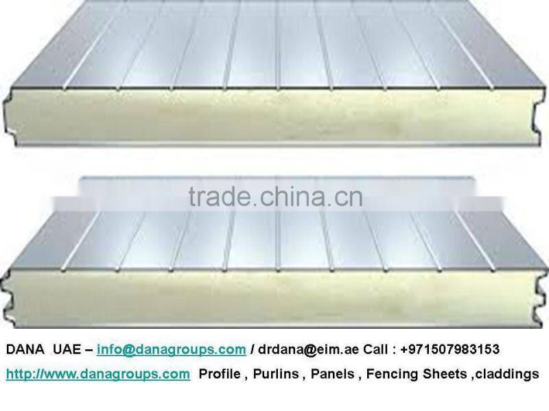 Insulated Sandwich PU Panels for Roof , wall , Ceiling , Floor in UAE , Dubai , Abu Dhabi , Sharjah , Qatar