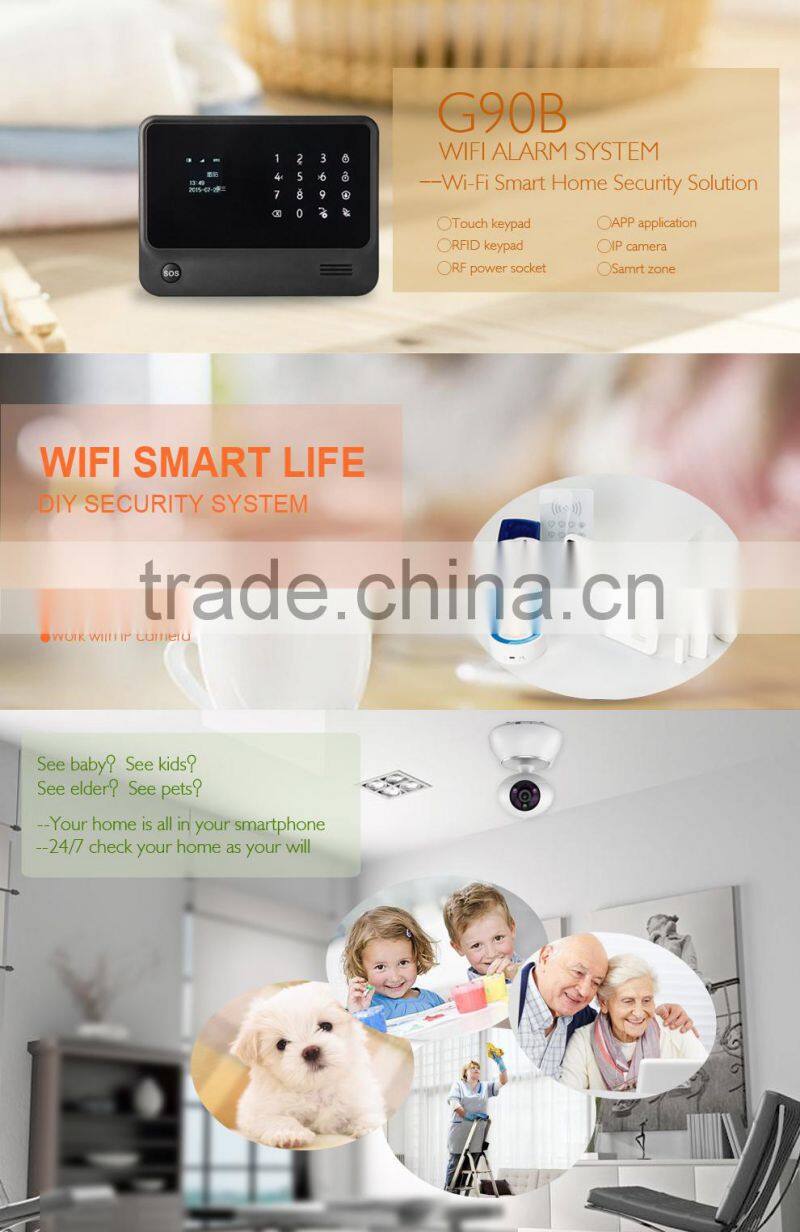 Wireless security wifi gsm gprs alarm system CE/FCC certification supported Swedish/Spanish/Russian language APP control