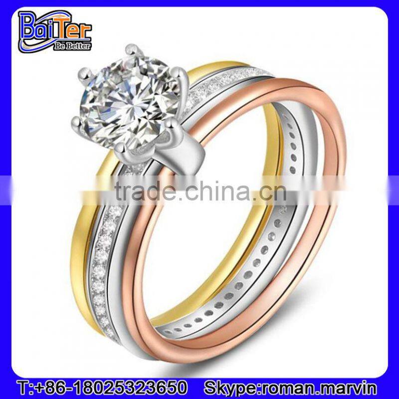 High Polished Stainless Steel Gold Enamel Ring With The Enamel