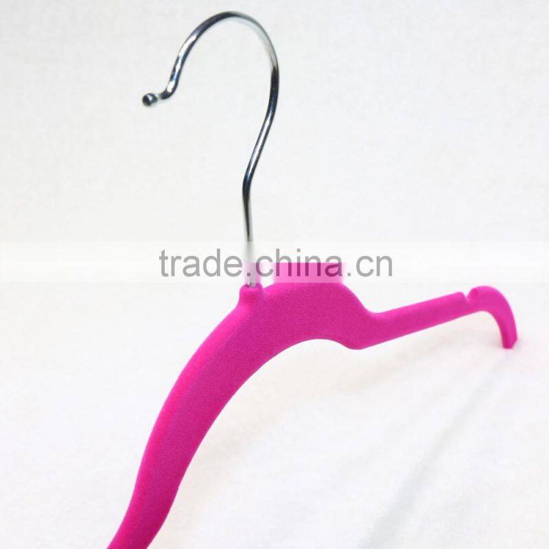 Non-slip purple velvet hanger /plastic clothes hanger covered velvet