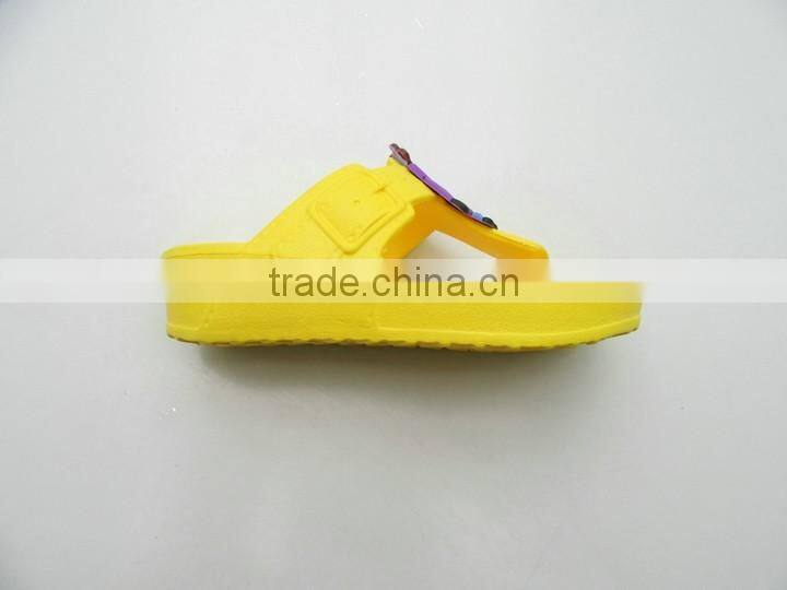Children summer yellow EVA thick bottom clip toe slippers