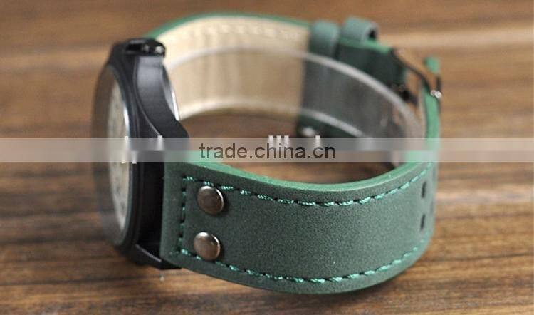 Fashion Leather Band Watches outdoor Sport Analog Quartz Date watch black matte