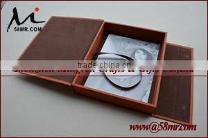 Fabric Leather Wood Photo Storage Box
