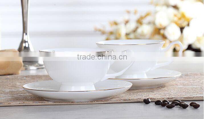 ceramic coffee cup and saucer with gold-rim bone china tea cup and saucer