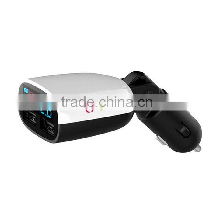 Dual LED Display USB Car Charger For Samsung Galaxy S6 Note 5 4 iPhone HTC White