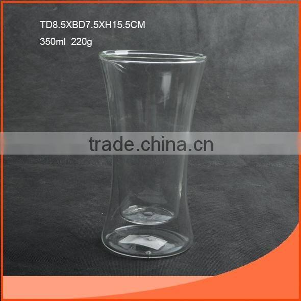 250ml double wall glass cup with high quality