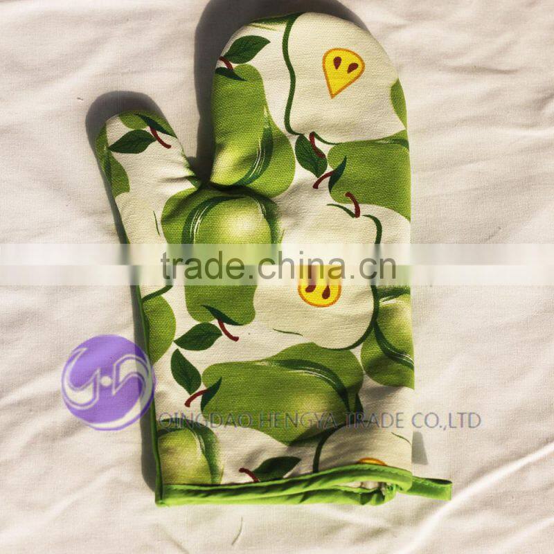 glove factory custom fruit printed cotton heat resistant cooking oven glove