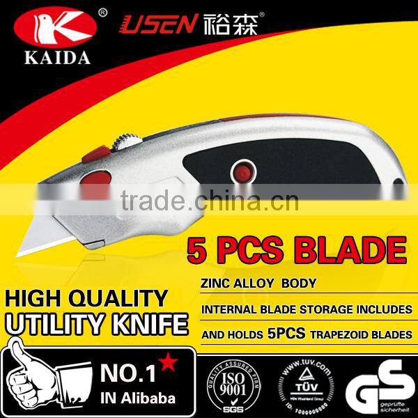 6 PCS Auto Loading Trapezoid blade Zinc alloy utility cutter knife