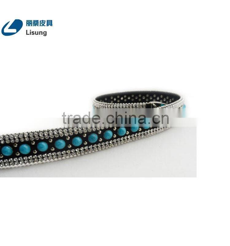 Fashion CowgirL Western Sparkling Turquoise Strass Chain Rhinestone Leather Belt