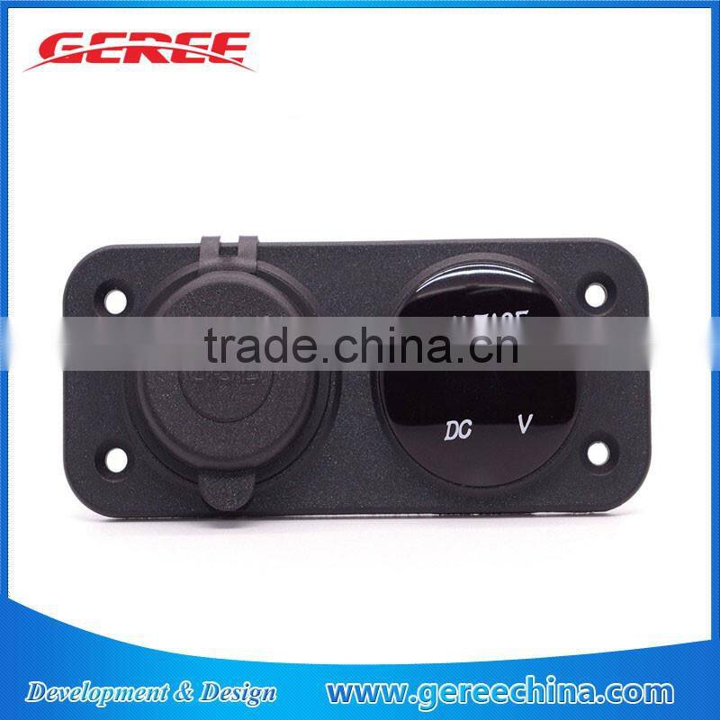 2.0A/1.0A Dual USB Port car Charger Socket Outlet 12V LED Digital USB Voltmeter Waterproof Design
